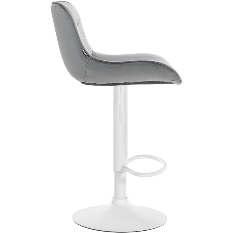 Tabouret de bar design en Velours Gris Métal Blanc Fylven - 3