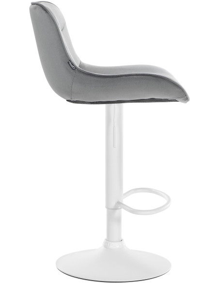 Tabouret de bar design en Velours Gris Métal Blanc Fylven - 3