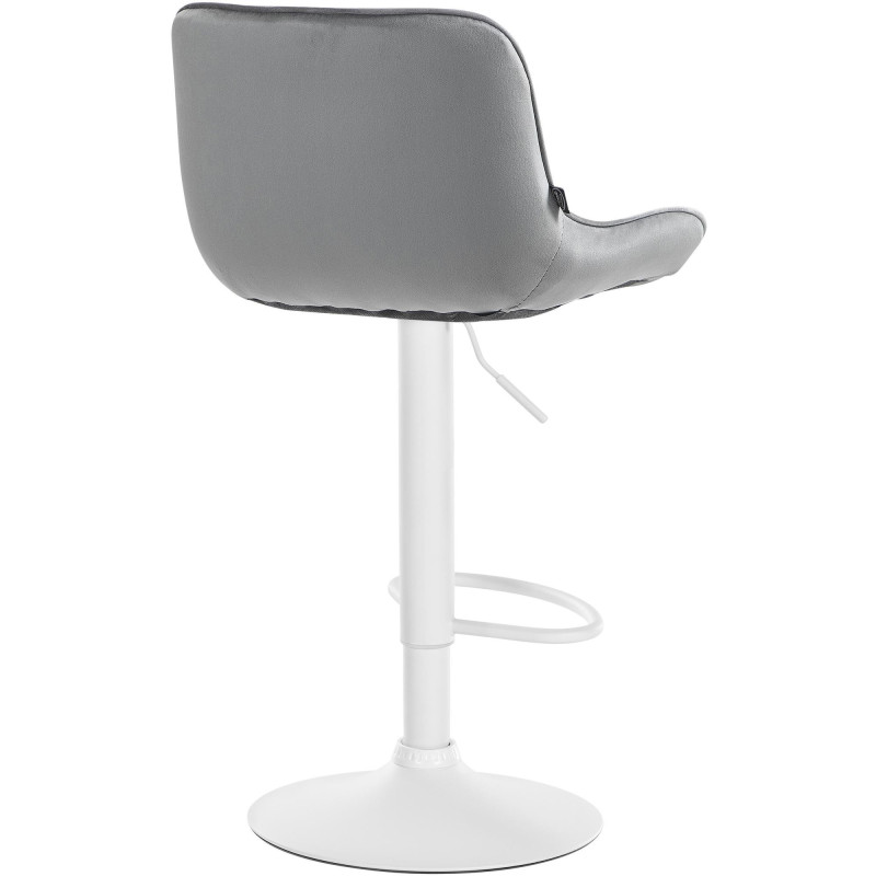 Tabouret de bar design en Velours Gris Métal Blanc Fylven - 4