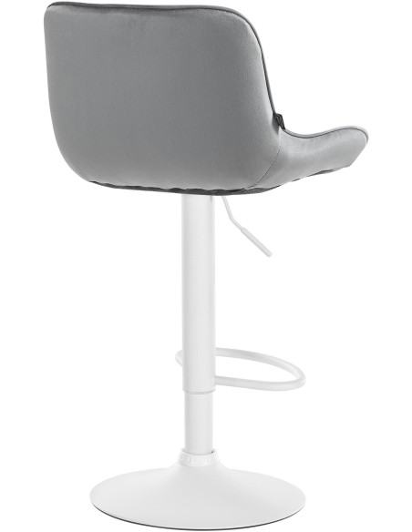 Tabouret de bar design en Velours Gris Métal Blanc Fylven - 4