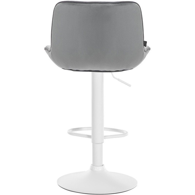 Tabouret de bar design en Velours Gris Métal Blanc Fylven - 5