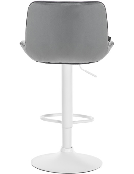Tabouret de bar design en Velours Gris Métal Blanc Fylven - 5