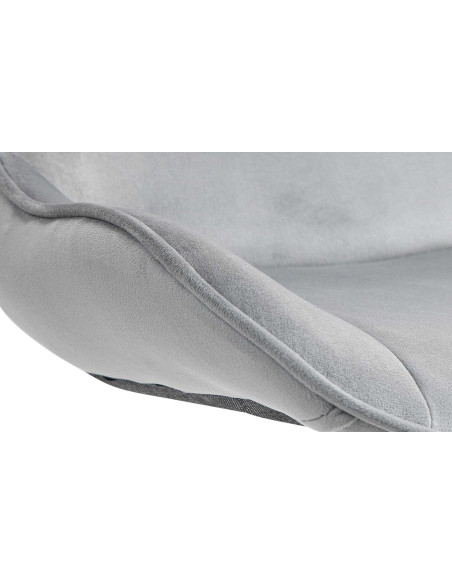 Tabouret de bar design en Velours Gris Métal Blanc Fylven - 6