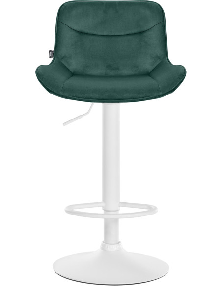Tabouret de bar design en Velours Vert Métal Blanc Fylven - 2