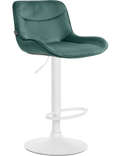Tabouret de bar design en Velours Vert Métal Blanc Fylven - 1