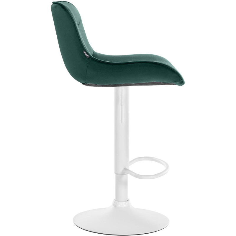 Tabouret de bar design en Velours Vert Métal Blanc Fylven - 3
