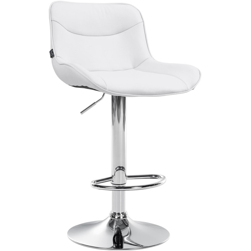 Tabouret de bar design en Polyuréthane Blanc Métal Argenté Fylven - 1