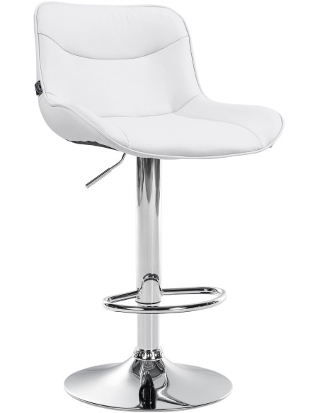 Tabouret de bar design en Polyuréthane Blanc Métal Argenté Fylven - 1