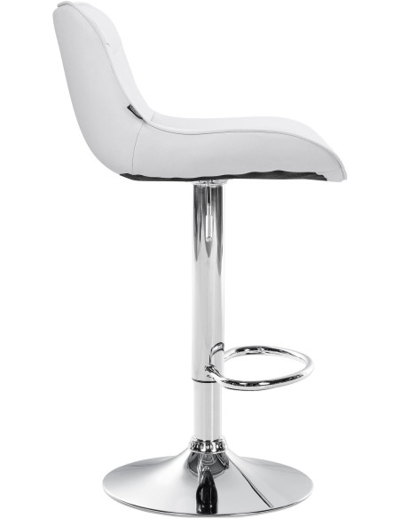 Tabouret de bar design en Polyuréthane Blanc Métal Argenté Fylven - 3