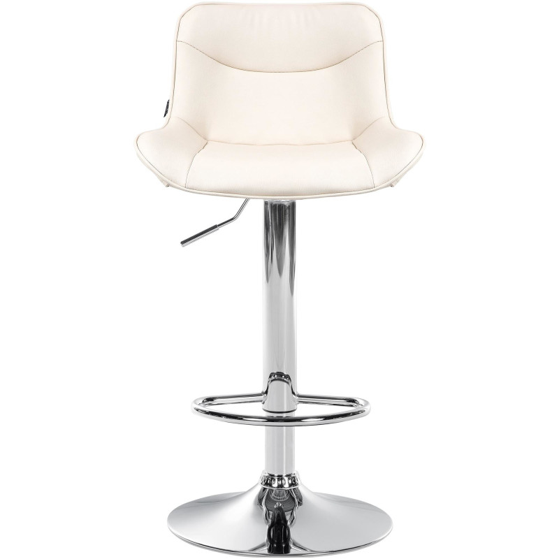 Tabouret de bar design en Polyuréthane Blanc crème Métal Argenté Fylven - 2