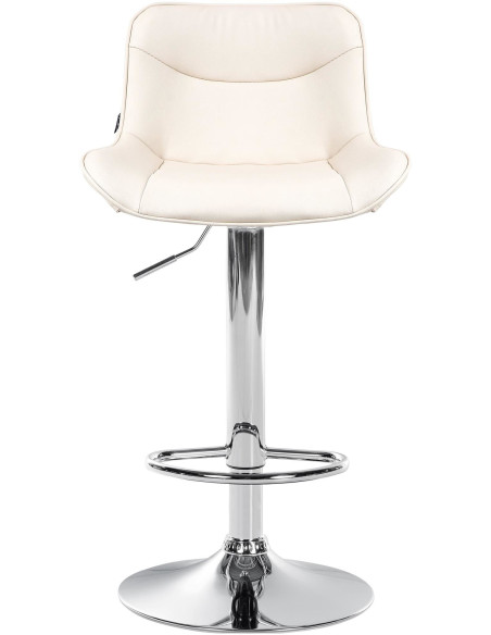 Tabouret de bar design en Polyuréthane Blanc crème Métal Argenté Fylven - 2