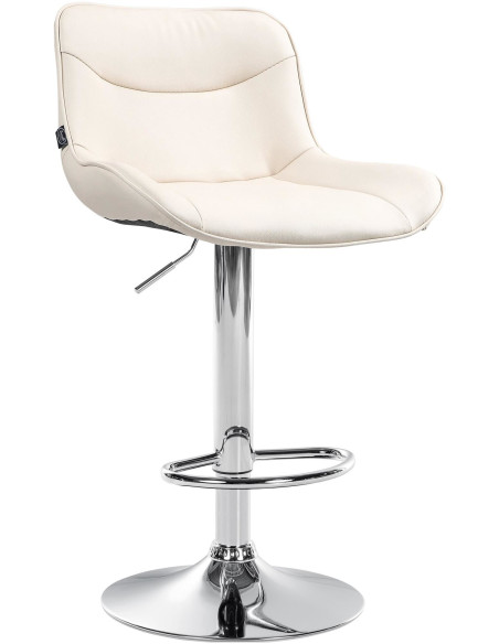 Tabouret de bar design en Polyuréthane Blanc crème Métal Argenté Fylven - 1