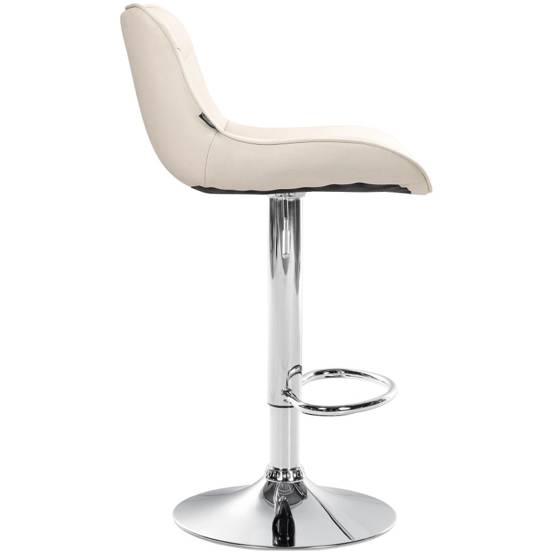 Tabouret de bar design en Polyuréthane Blanc crème Métal Argenté Fylven - 3
