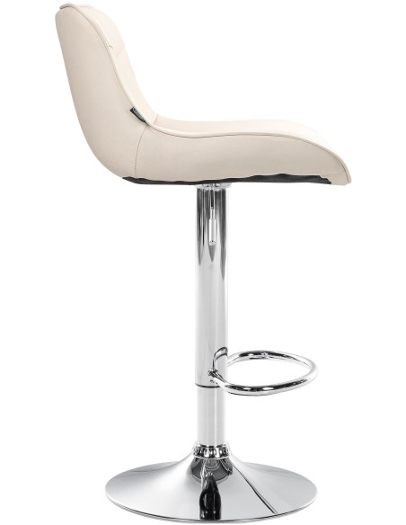 Tabouret de bar design en Polyuréthane Blanc crème Métal Argenté Fylven - 3