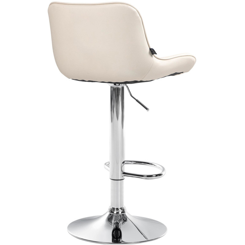 Tabouret de bar design en Polyuréthane Blanc crème Métal Argenté Fylven - 4
