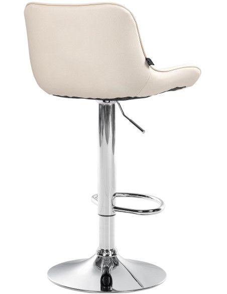 Tabouret de bar design en Polyuréthane Blanc crème Métal Argenté Fylven - 4