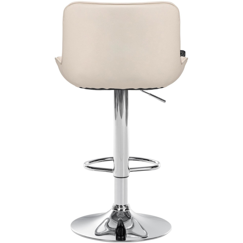 Tabouret de bar design en Polyuréthane Blanc crème Métal Argenté Fylven - 5