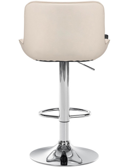 Tabouret de bar design en Polyuréthane Blanc crème Métal Argenté Fylven - 5