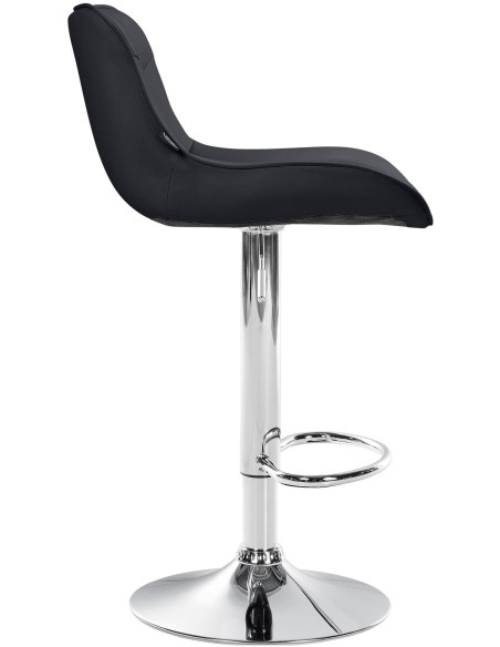 Tabouret de bar design en Polyuréthane Noir Métal Argenté Fylven - 3