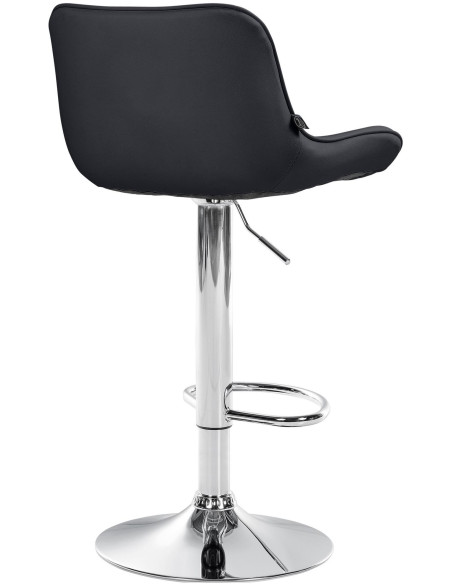 Tabouret de bar design en Polyuréthane Noir Métal Argenté Fylven - 4