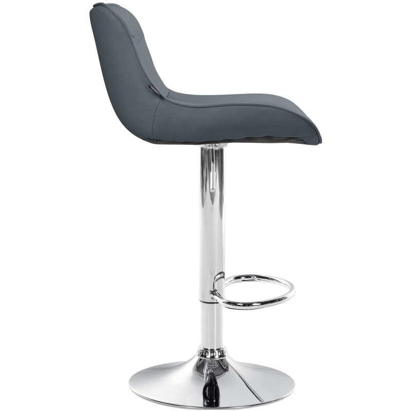 Tabouret de bar design en Polyuréthane Gris Métal Argenté Fylven - 3
