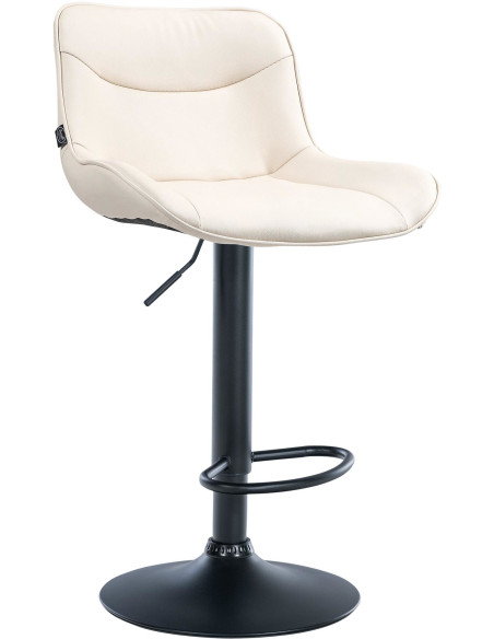 Tabouret de bar design en Polyuréthane Blanc crème Métal Noir Fylven - 1