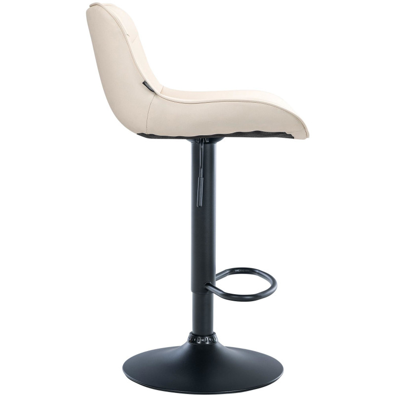 Tabouret de bar design en Polyuréthane Blanc crème Métal Noir Fylven - 3