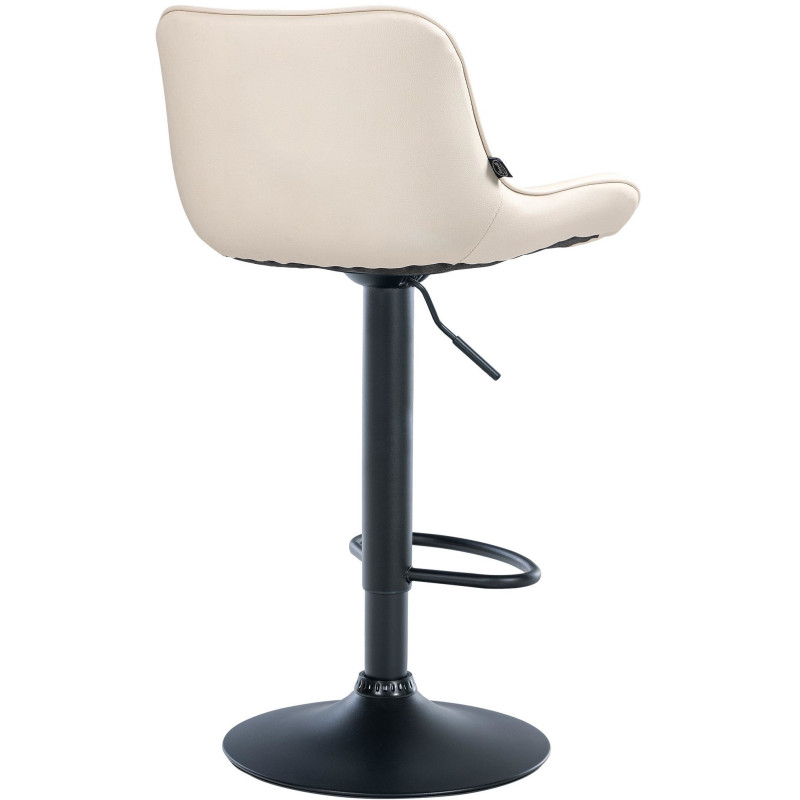 Tabouret de bar design en Polyuréthane Blanc crème Métal Noir Fylven - 4