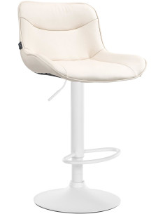 Tabouret de bar design en Polyuréthane Blanc crème Métal Blanc Fylven - 1