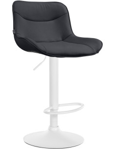 Tabouret de bar design en Polyuréthane Noir Métal Blanc Fylven - 1