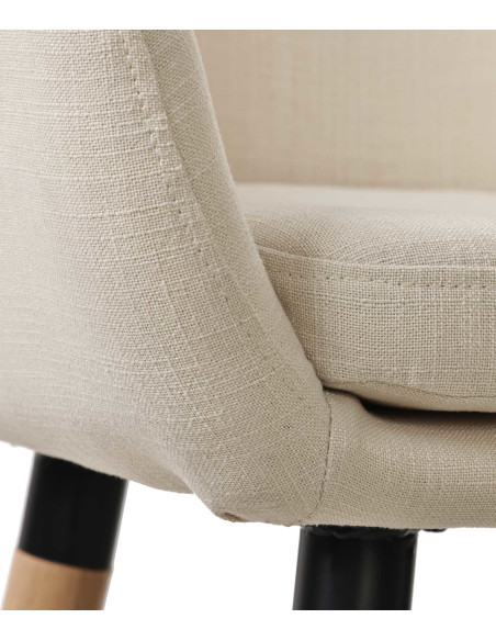Tabouret de bar scandinave en Tissu Beige Bois de hêtre Naturel Norvyn - 4