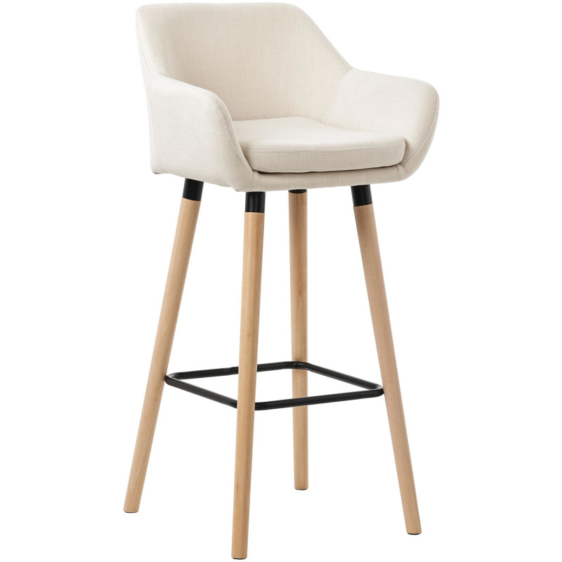 Tabouret de bar scandinave en Tissu Beige Bois de hêtre Naturel Norvyn - 1