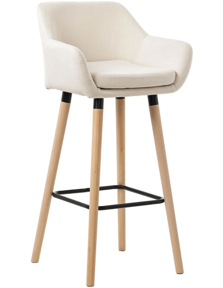 Tabouret de bar scandinave en Tissu Beige Bois de hêtre Naturel Norvyn - 1