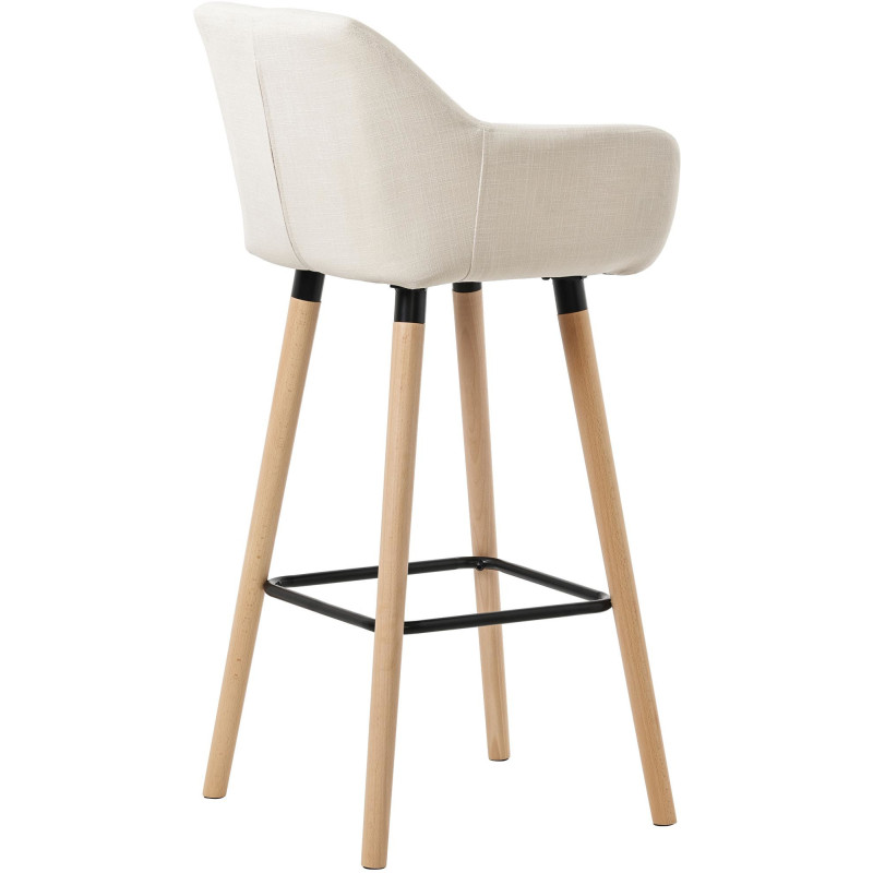 Tabouret de bar scandinave en Tissu Beige Bois de hêtre Naturel Norvyn - 2