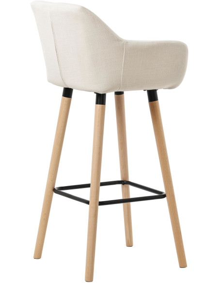 Tabouret de bar scandinave en Tissu Beige Bois de hêtre Naturel Norvyn - 2