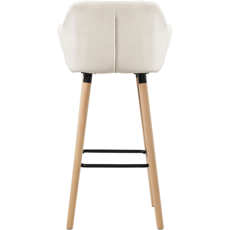 Tabouret de bar scandinave en Tissu Beige Bois de hêtre Naturel Norvyn - 3