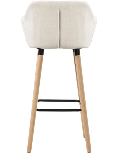 Tabouret de bar scandinave en Tissu Beige Bois de hêtre Naturel Norvyn - 3