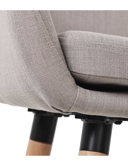 Tabouret de bar scandinave en Tissu Taupe Bois de hêtre Naturel Norvyn - 2