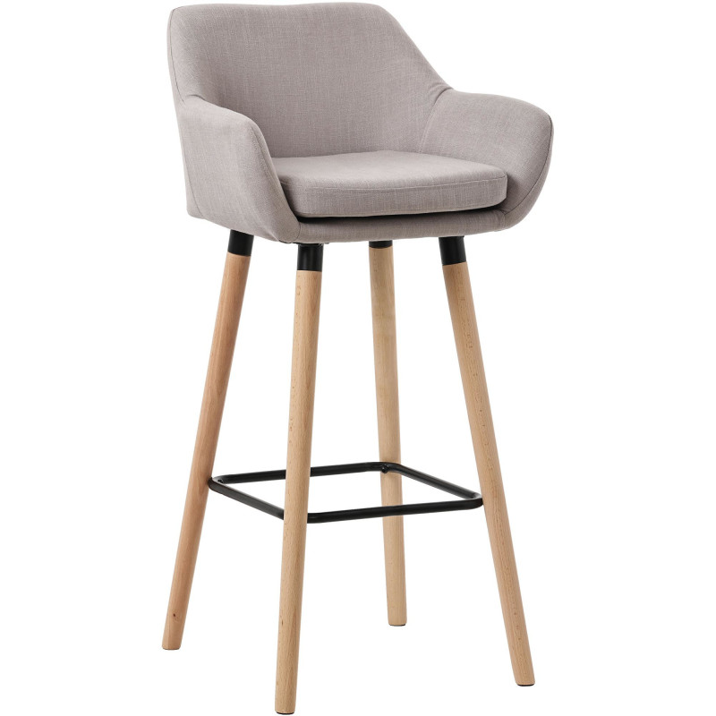 Tabouret de bar scandinave en Tissu Taupe Bois de hêtre Naturel Norvyn - 1