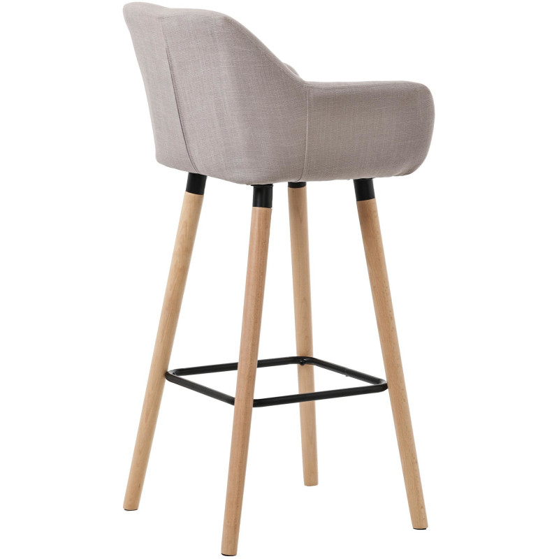 Tabouret de bar scandinave en Tissu Taupe Bois de hêtre Naturel Norvyn - 4