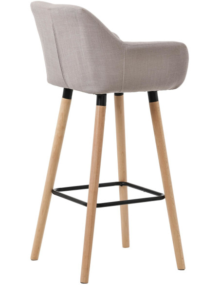 Tabouret de bar scandinave en Tissu Taupe Bois de hêtre Naturel Norvyn - 4