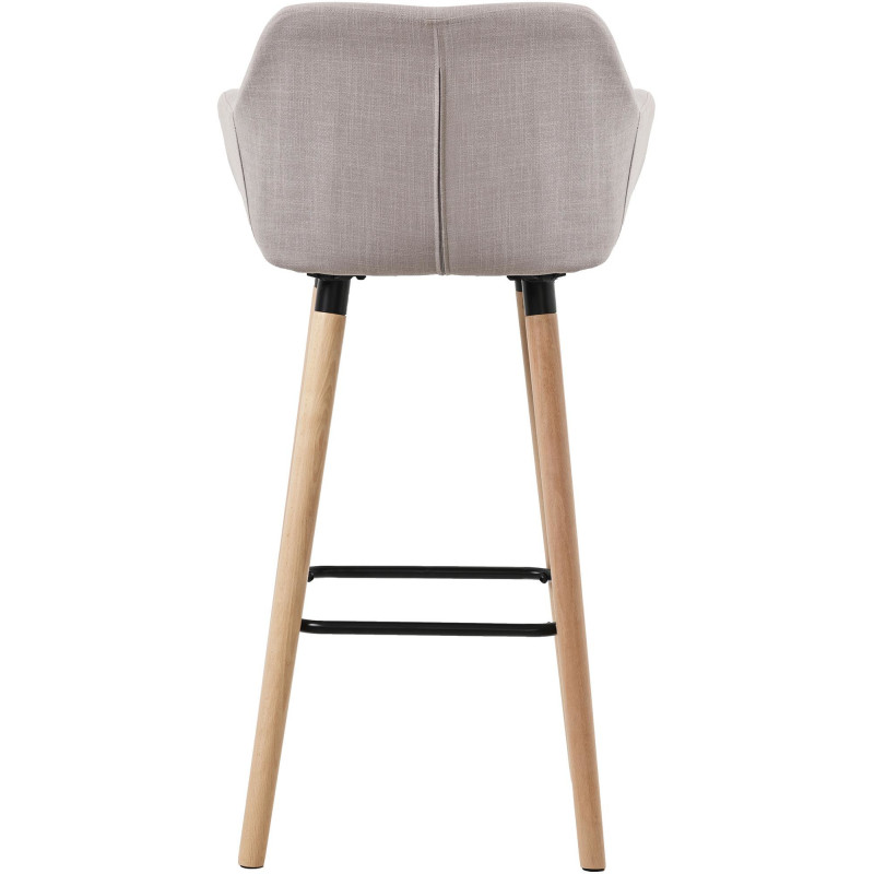 Tabouret de bar scandinave en Tissu Taupe Bois de hêtre Naturel Norvyn - 5