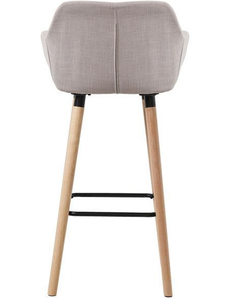 Tabouret de bar scandinave en Tissu Taupe Bois de hêtre Naturel Norvyn - 5
