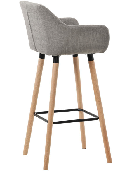 Tabouret de bar scandinave en Tissu Gris Bois de hêtre Naturel Norvyn - 2