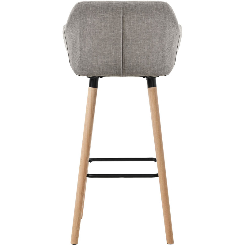 Tabouret de bar scandinave en Tissu Gris Bois de hêtre Naturel Norvyn - 3