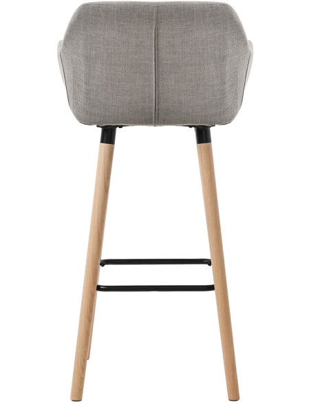 Tabouret de bar scandinave en Tissu Gris Bois de hêtre Naturel Norvyn - 3