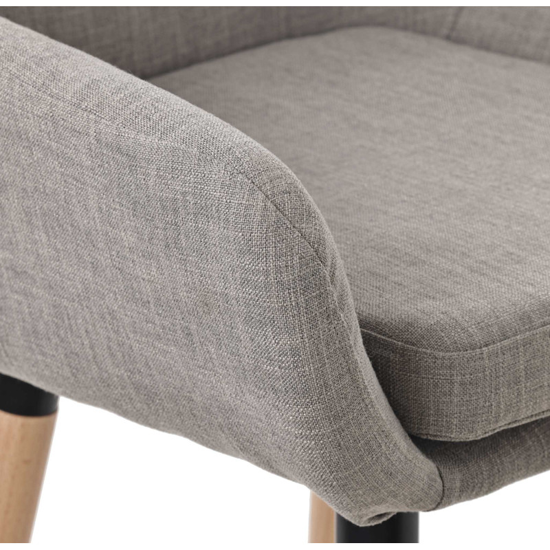 Tabouret de bar scandinave en Tissu Gris Bois de hêtre Naturel Norvyn - 5