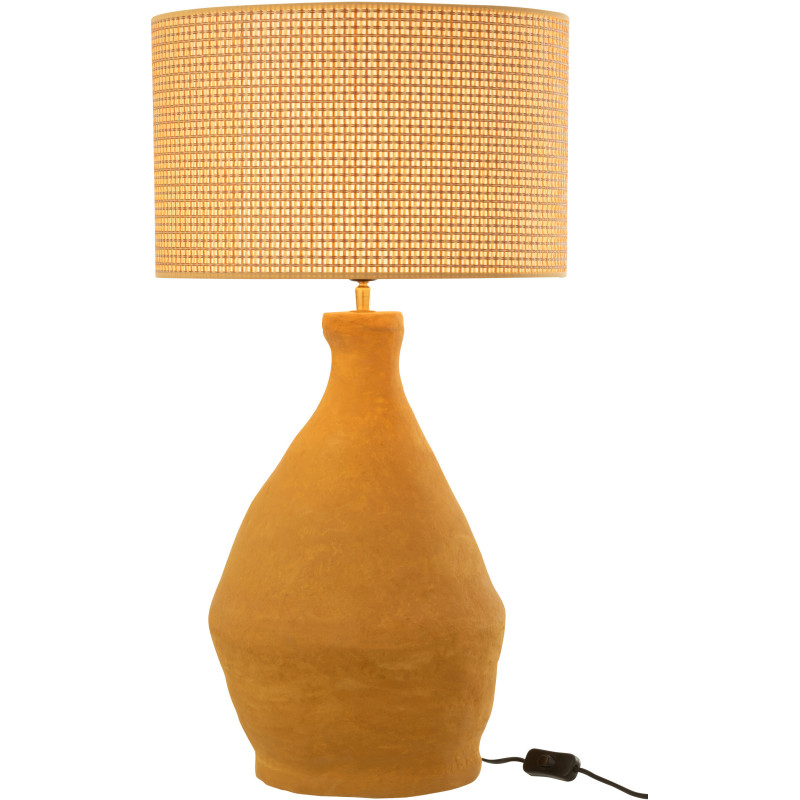 Lampe à poser en Papier mâché Jaune Polyester Jaune Motif cannage Indus - 1