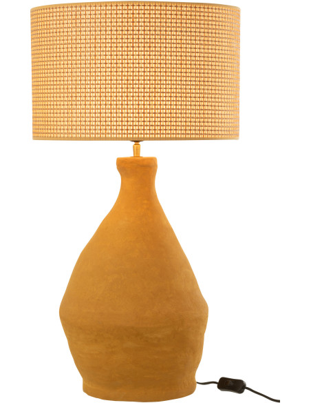 Lampe à poser en Papier mâché Jaune Polyester Jaune Motif cannage Indus - 1