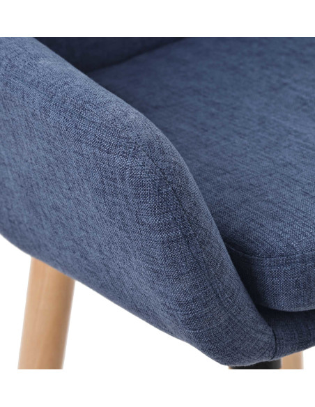 Tabouret de bar scandinave en Tissu Bleu foncé Bois de hêtre Naturel Norvyn